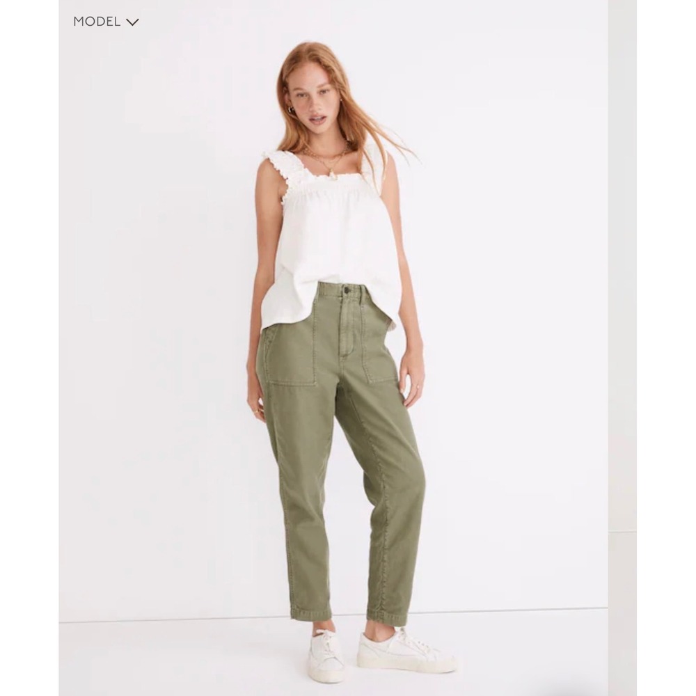 Madewell Griff Tapered Fatigue Cargo Pants Dried Clover Green Utility Womens 25